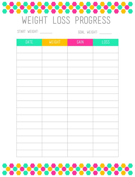 Printable Weight Loss Charts